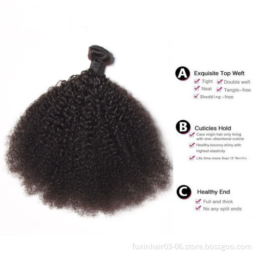 Natural Indian 4c Virgin Cheveux Afro Hair Products Extension Private Label Kinky Curly Bulk Human Hair 100% Virgin Wavy Bundle